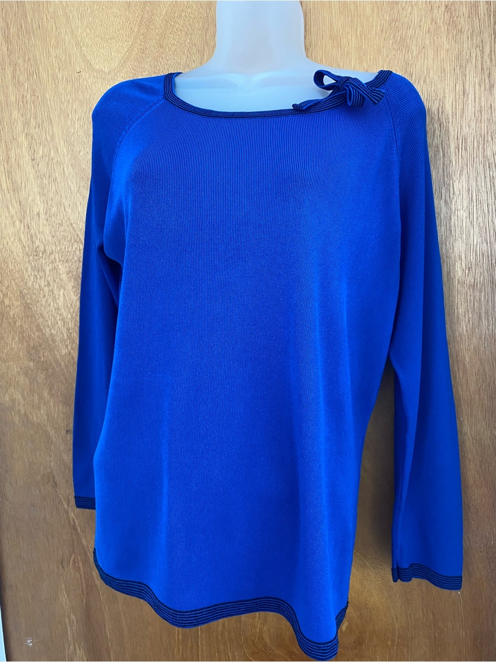 Women’s Cobalt Blue Long Sleeve Bow-Accent Top